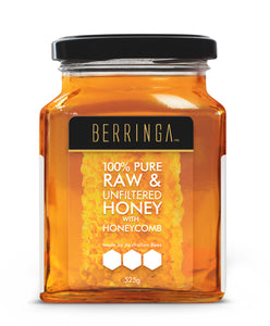 100% Pure Raw & Unfiltered Honey with Honeycomb 525gr - Berringa