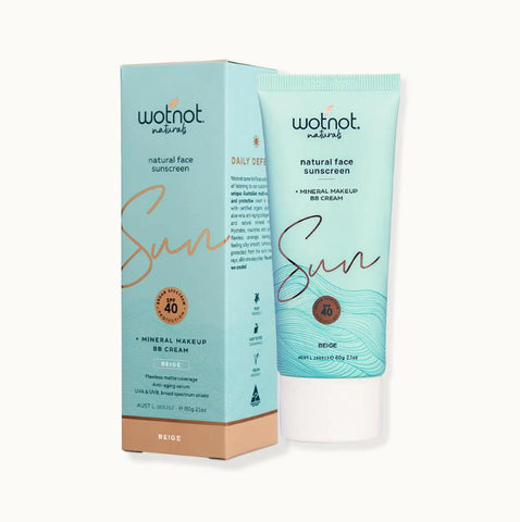 Natural Face Sunscreen + Mineral Makeup BB Cream Nude SPF40 60g - Wotnot