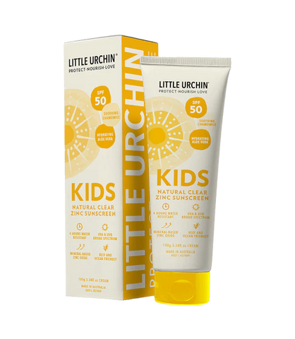 Kids Natural Clear Zinc Sunscreen SPF50 100g - Little Urchin